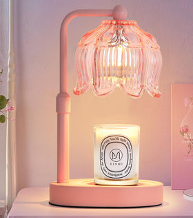 Meixisue pink flower candle warmer lamp glowing softly to enhance ambiance