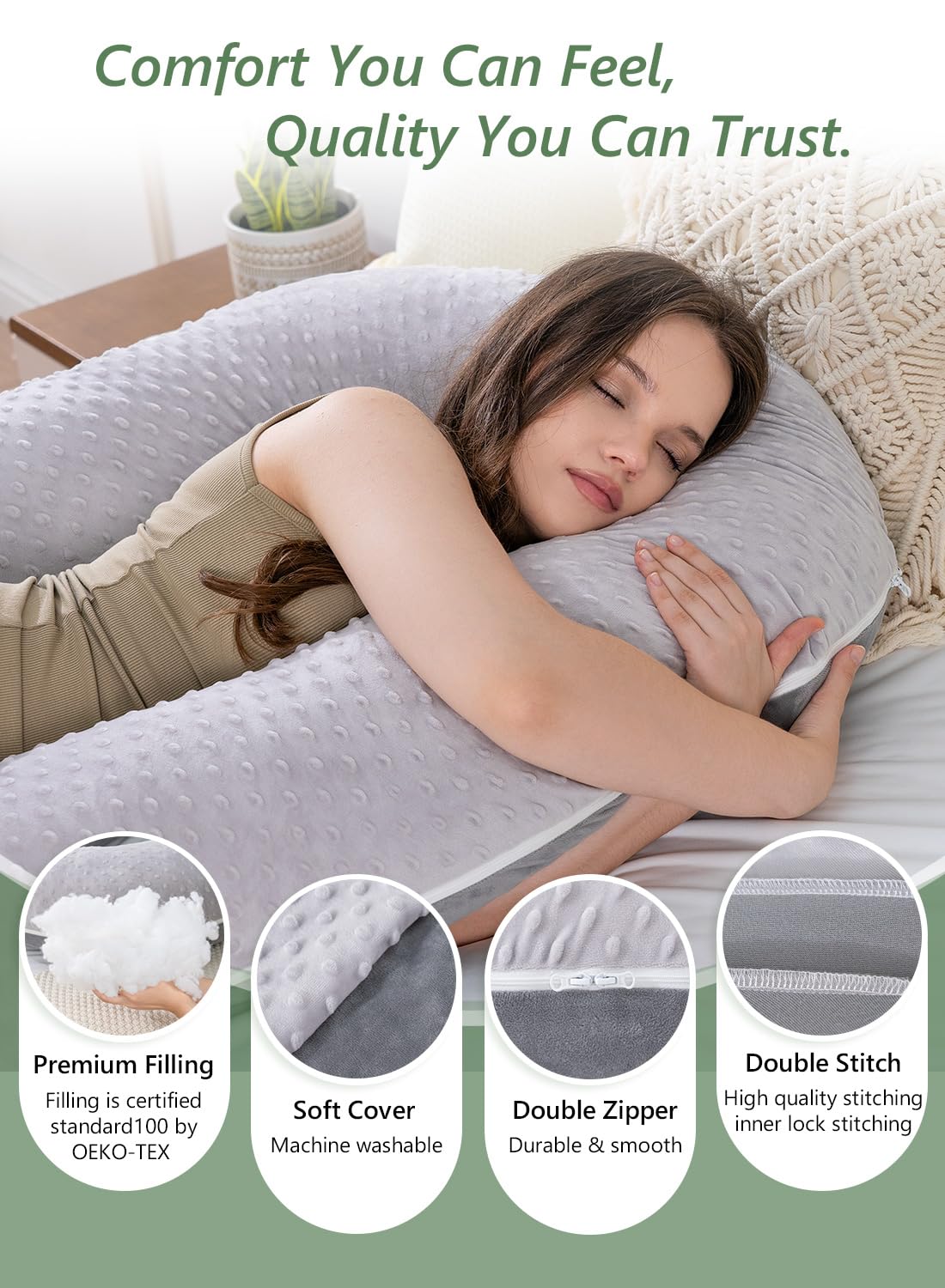 Meiz long pillow designed for couples promotes undisturbed rest and closeness.