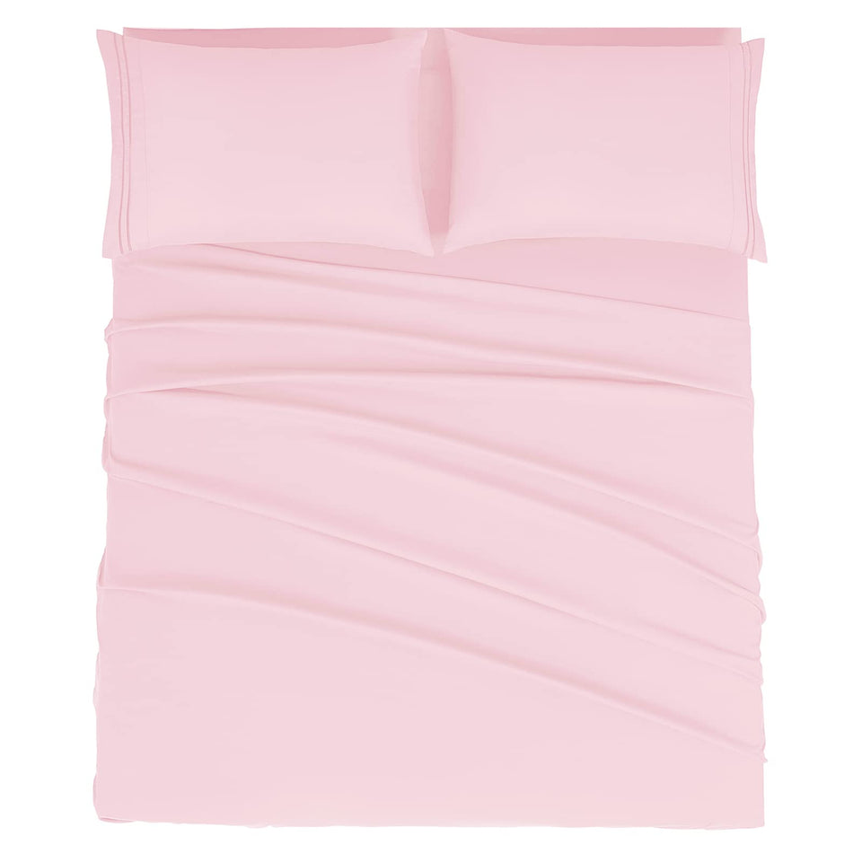 Mejoroom full-size sheet set in blush pink offers cloud-soft microfiber comfort