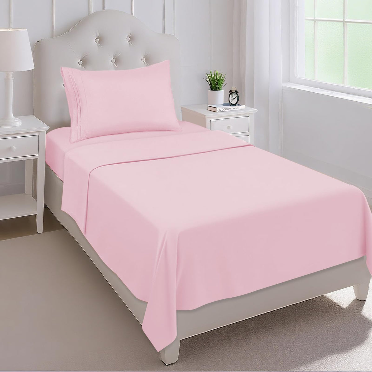 Mejoroom twin sheet set flat sheet blush pink highlighting breathable comfort for warm nights