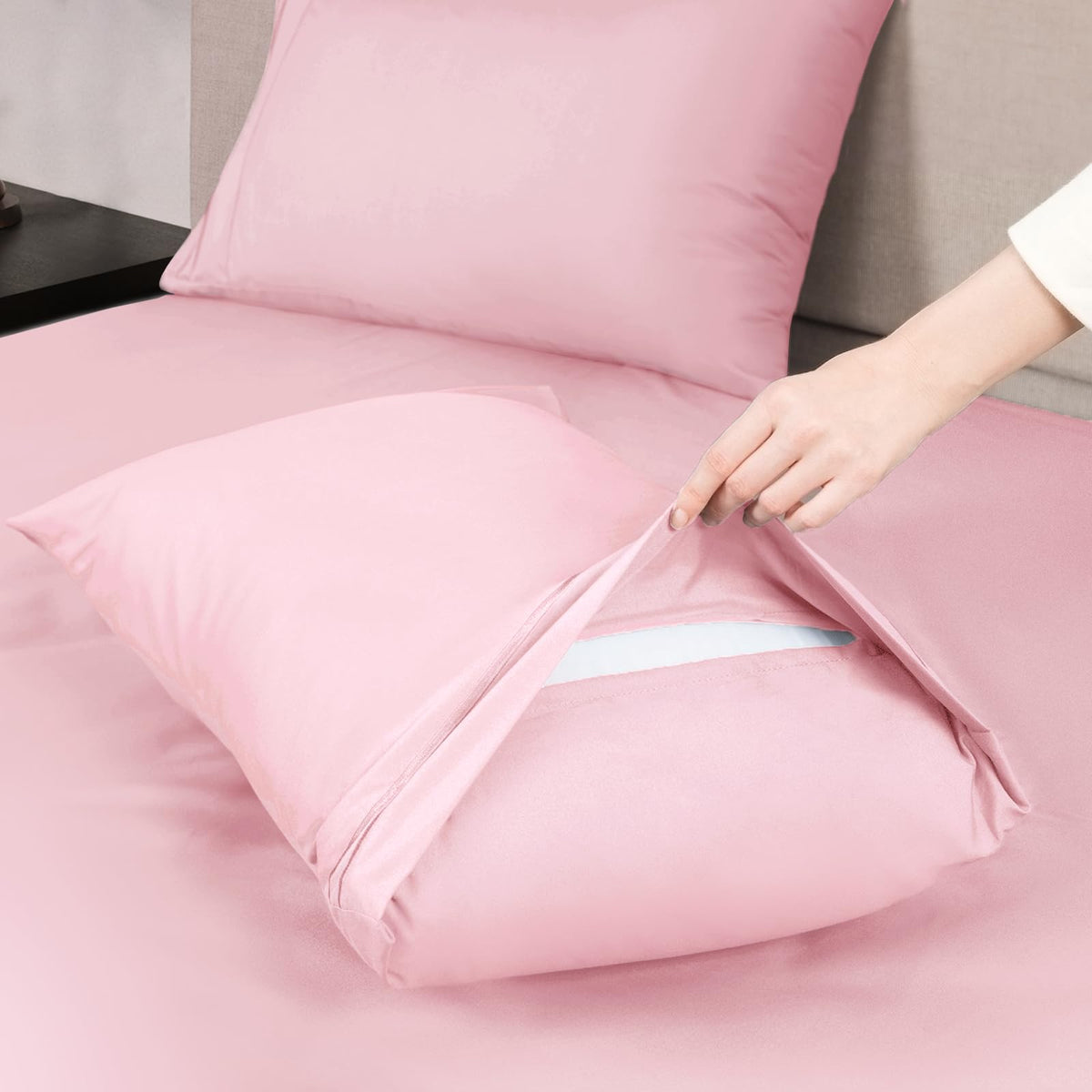 Mejoroom wrinkle and fade resistant finish maintains vibrant blush pink