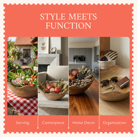 Mela Artisans kitchen counter decor adds natural warmth and texture.