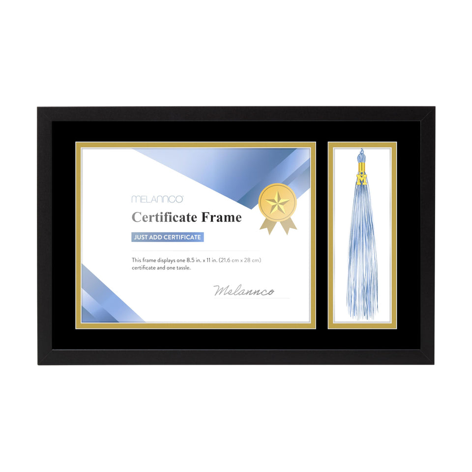 MELANNCO diploma frame front view with tassel holder neatly displays degree and tassel