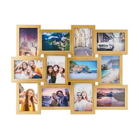 Melannco gold collage frame with 12 openings creates a versatile wall gallery.