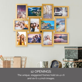 Melannco gold collage frame dimensions 23-25x17-71 inches for a bold display.