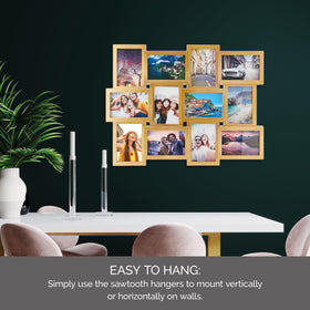 Melannco gold collage frame uses lightweight plastic for easy handling.