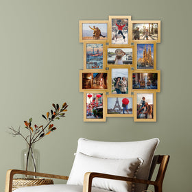 Melannco gold collage frame features built-in sawtooth hangers for easy installation.