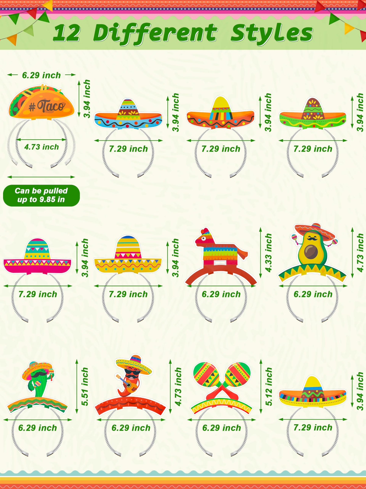 Melisheer headband taco design adds playful flair for fiestas and costumes.