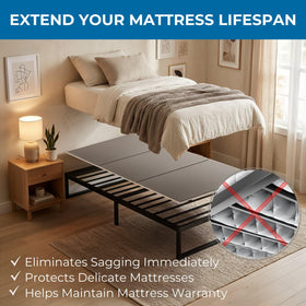 Meliusly bunkie board twin side view highlights ultra-thin design for bed height
