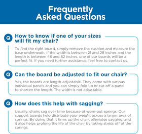 Meliusly small family business stands behind every chair support board.