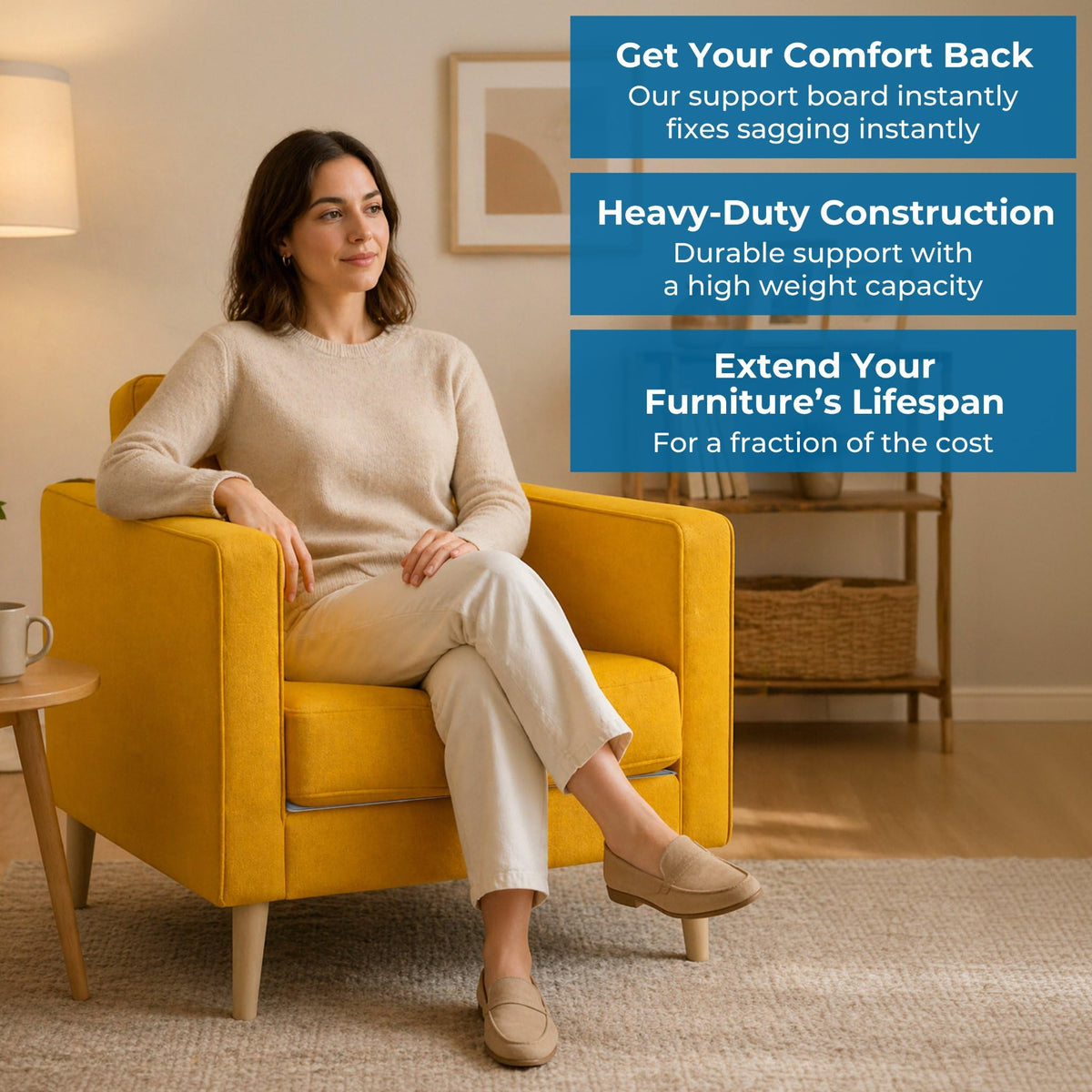 Meliusly under-cushion-stabilizer keeps cushions from moving.