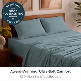 Mellanni 4-piece queen sheets set – ultra-soft microfiber for year-round comfort and easy care.