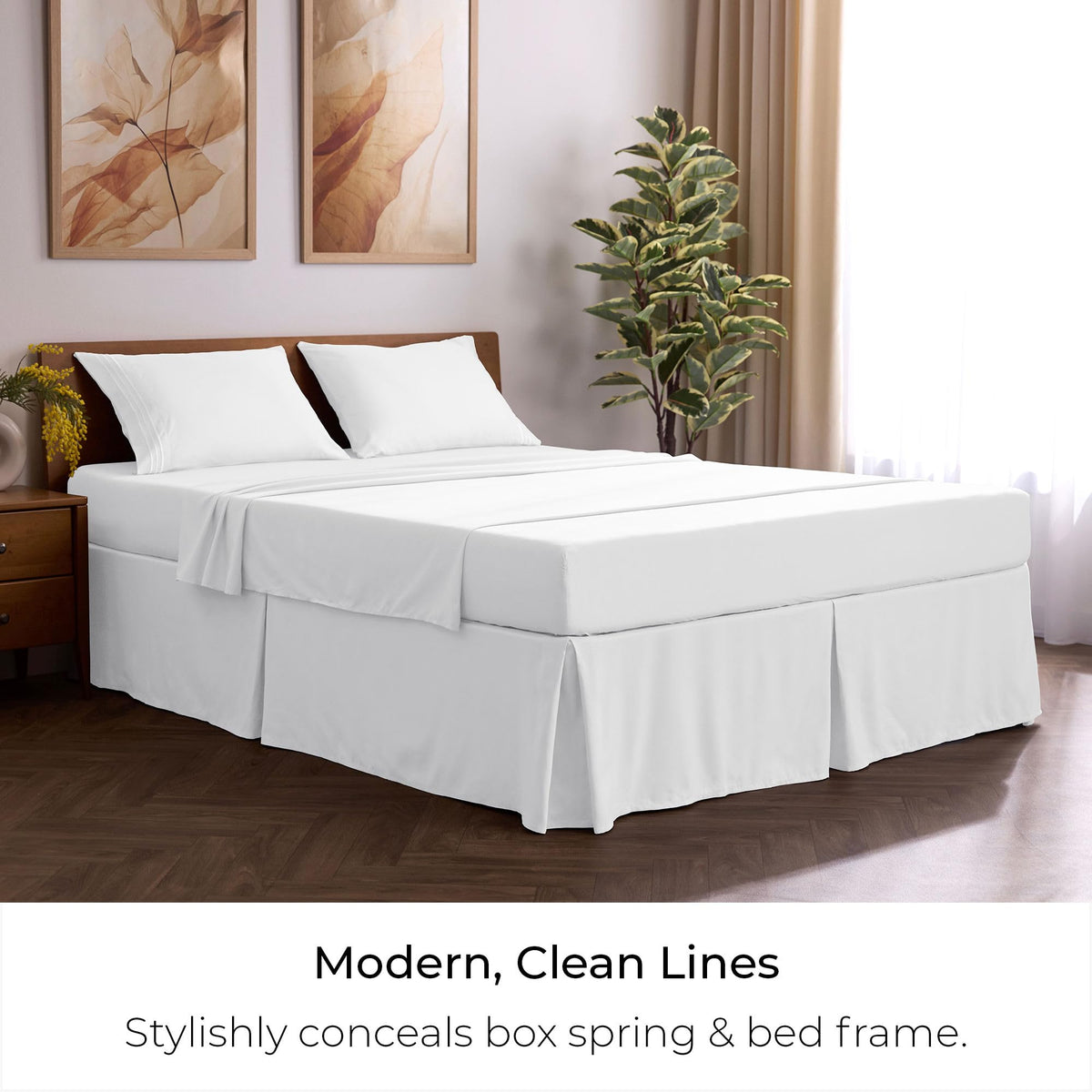 Mellanni bed skirt king-size fit at 78x80 inches with a tailored drop.