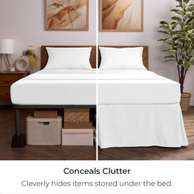 Mellanni bed skirt under-bed hiding view shows clean lines and organization.