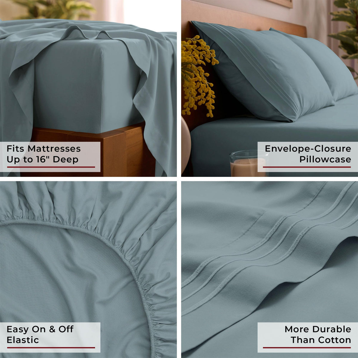 Mellanni easy-care sheets – machine washable and resistant to wrinkles and fading.