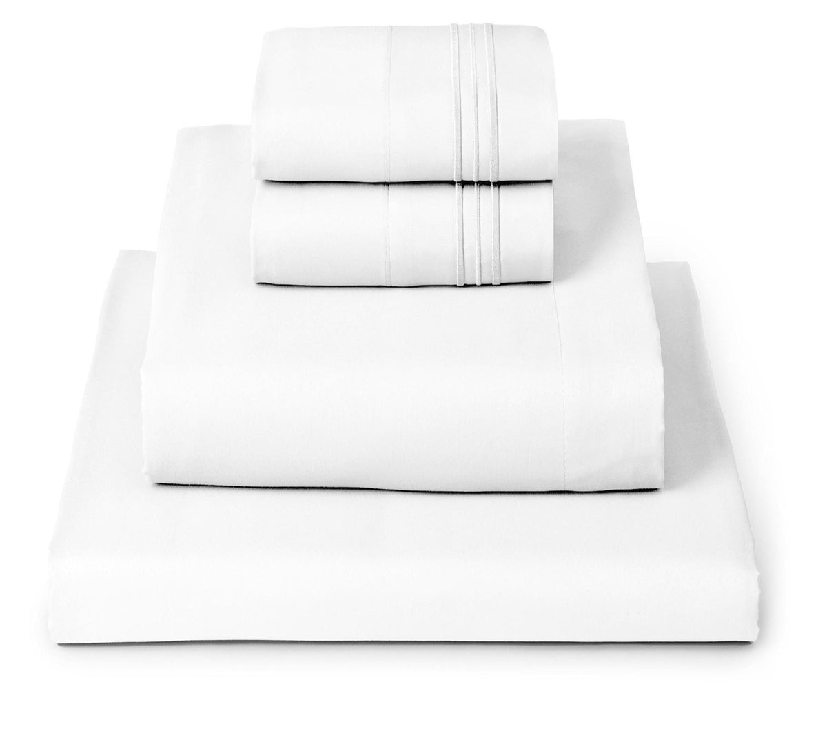 Mellanni Full Sheets Set folded to show the iconic 4-piece design with premium feel.