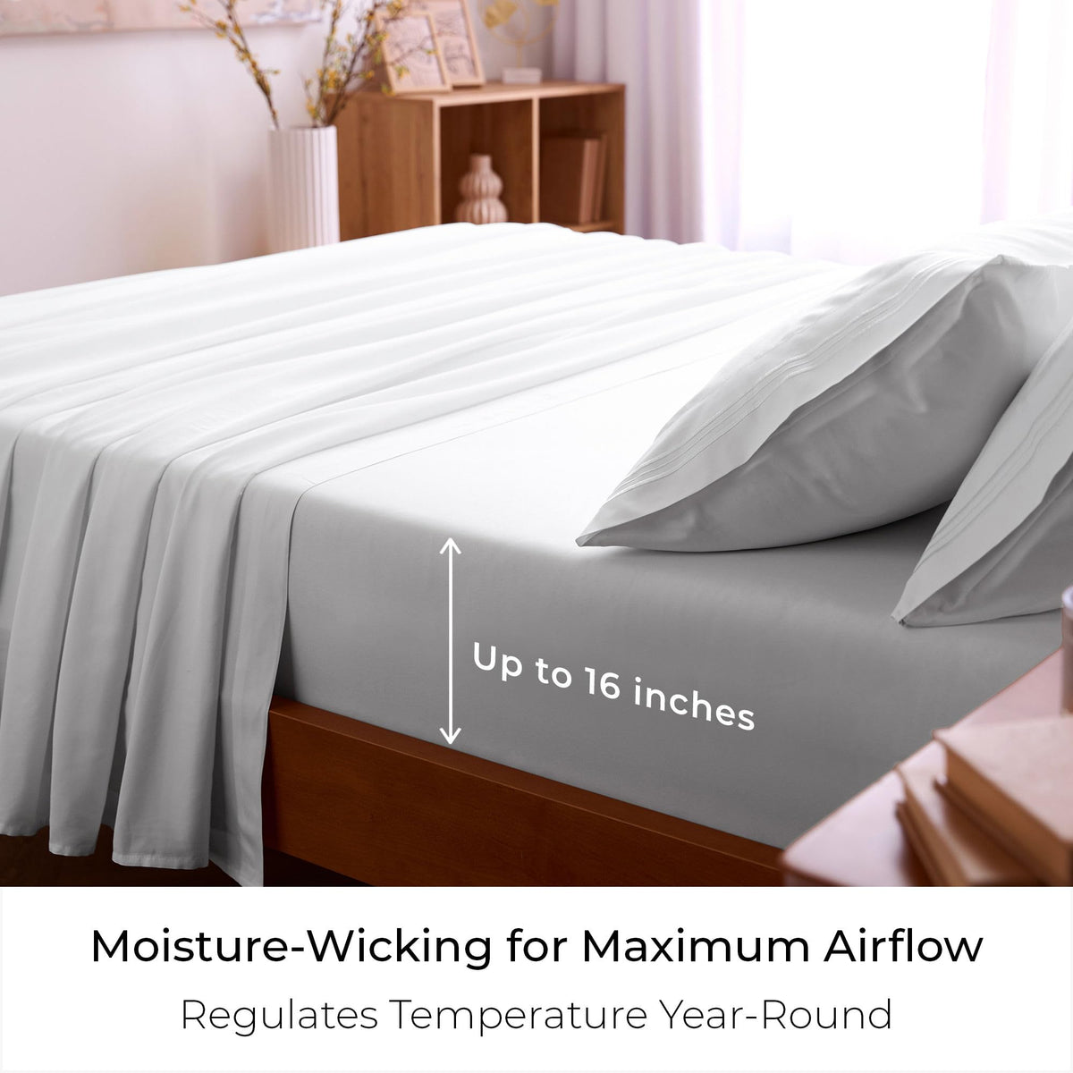 Pillowcases from Mellanni Full Sheets Set showing smooth, comfortable fabric contact.