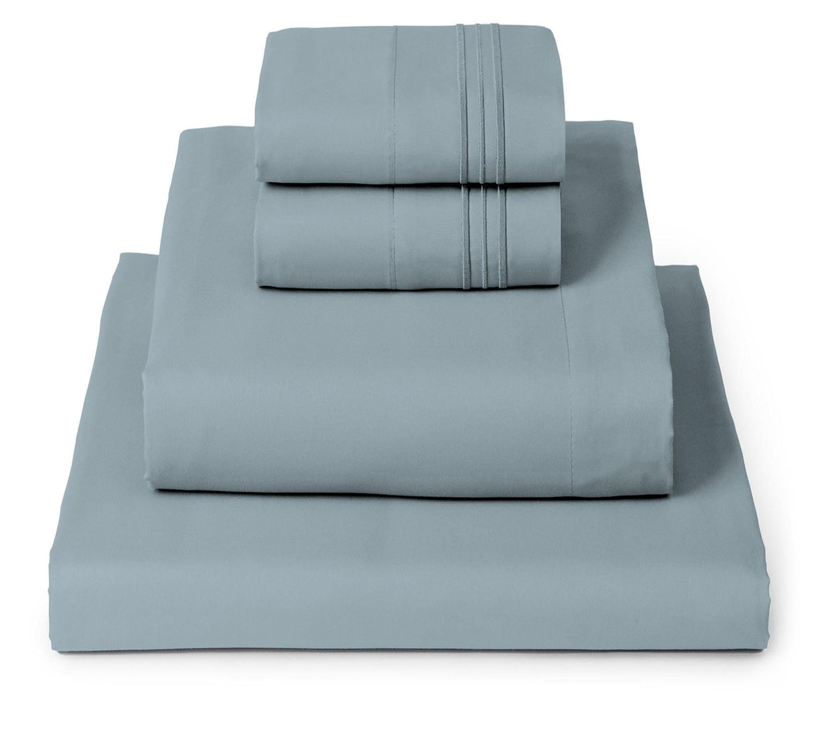 Mellanni Iconic Collection queen sheets in spa blue – close-up of ultra-soft microfiber texture.