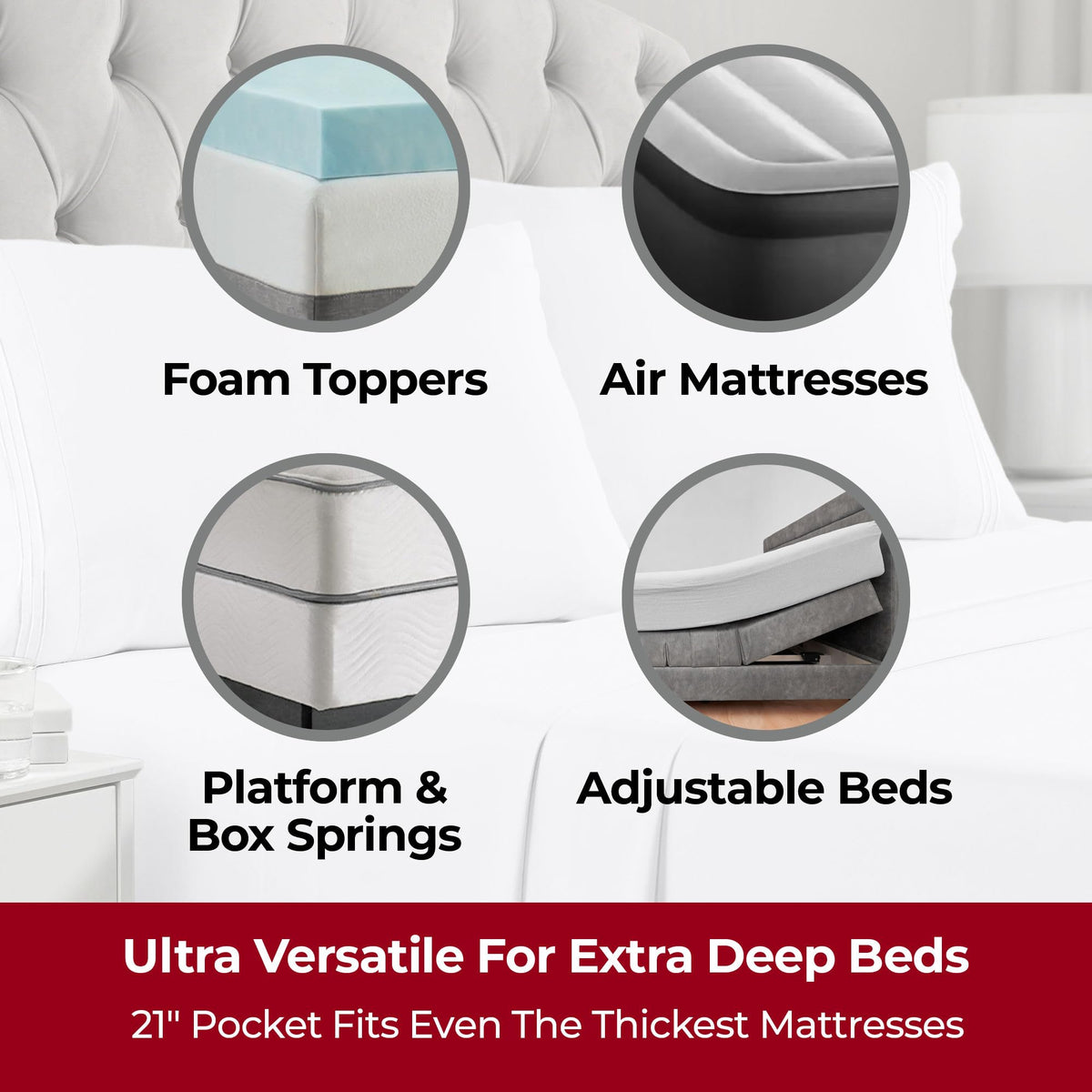 Mellanni king fitted sheet 78x80x21 with deep pockets for secure fit