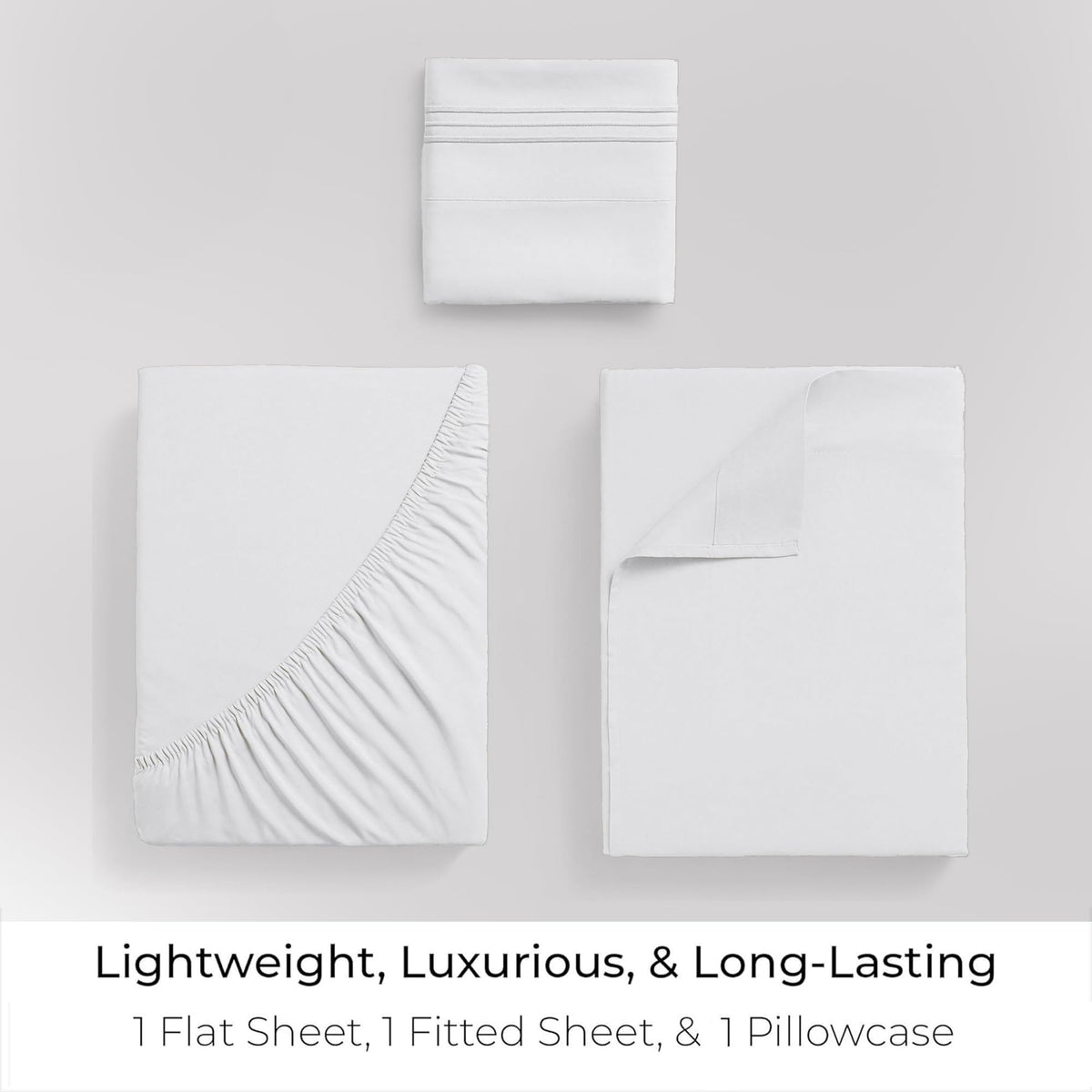 Mellanni Twin Sheets Set flat sheet and pillowcase display silky-soft finish ideal for cozy sleep.