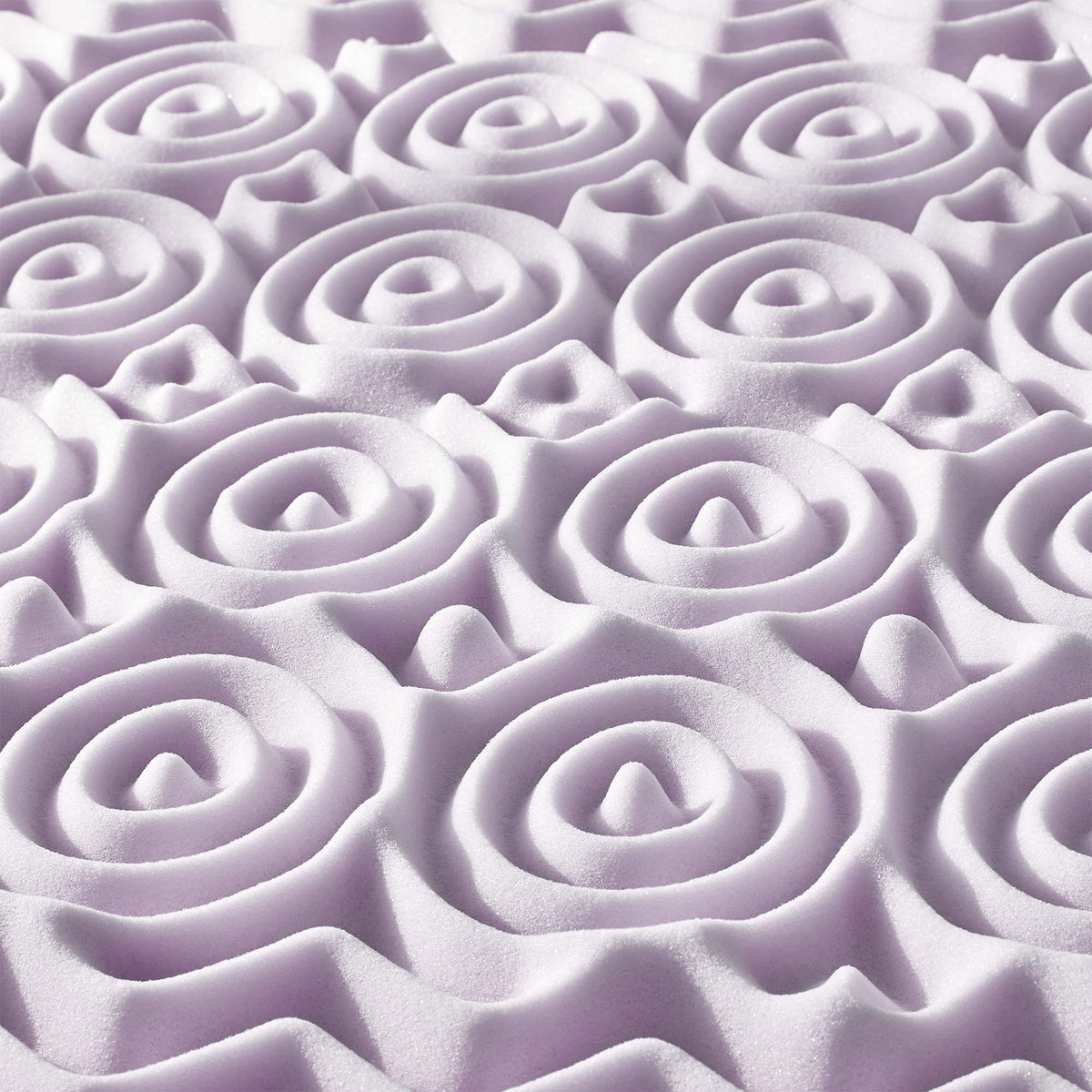 Mellow lavender infused memory foam layer with calming scent.