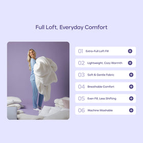Mellow Marshmellow temperature-balancing fibers provide year-round comfort.
