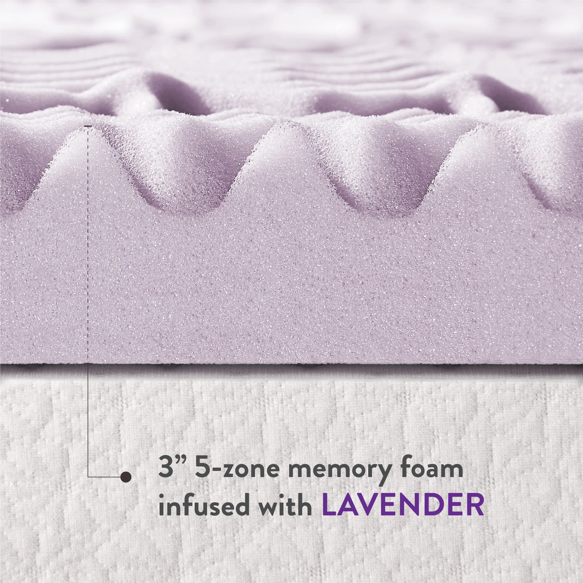 Mellow queen size topper on a bed scene demonstrating fit.