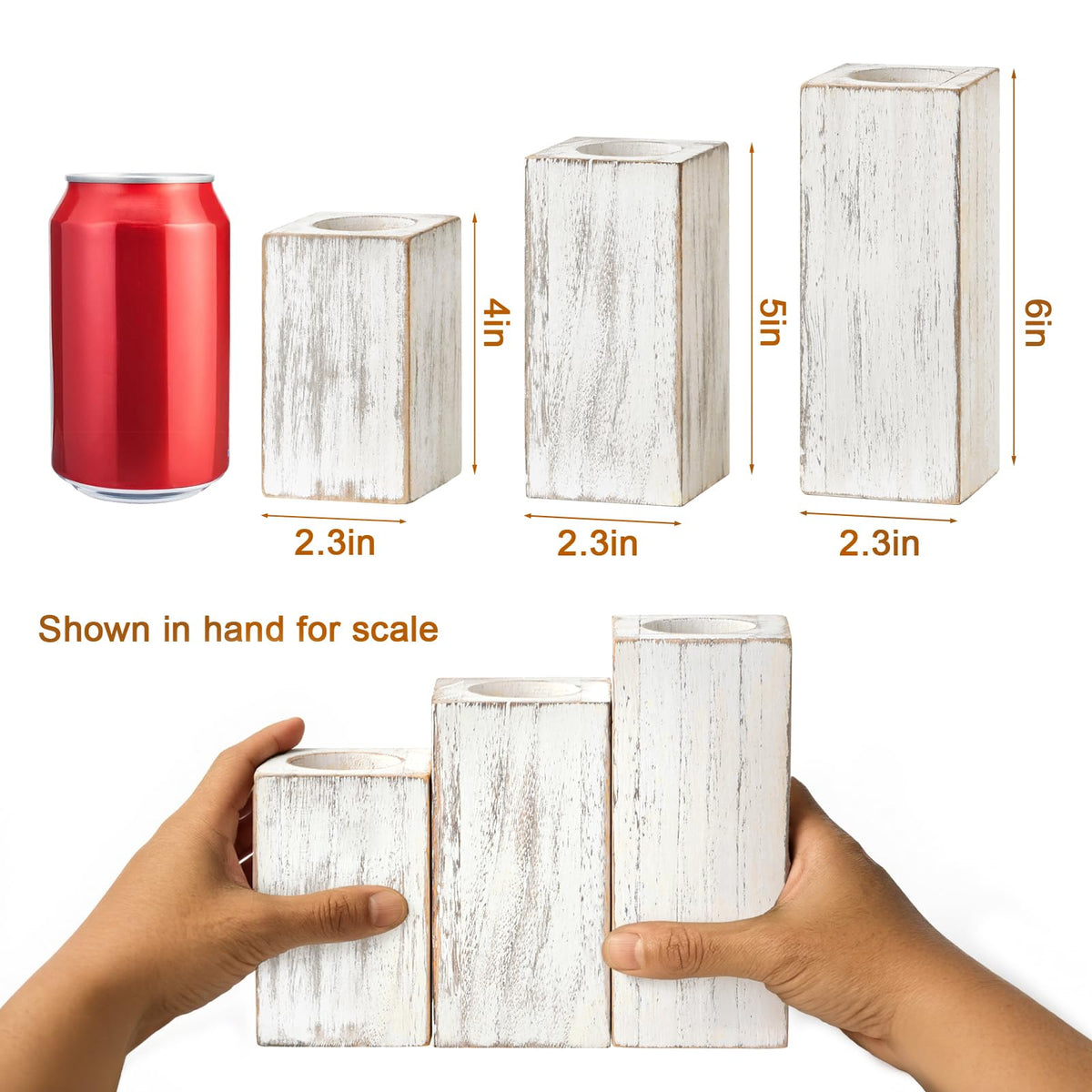 MelonBoat wooden candle holders with varied heights for centerpiece styling