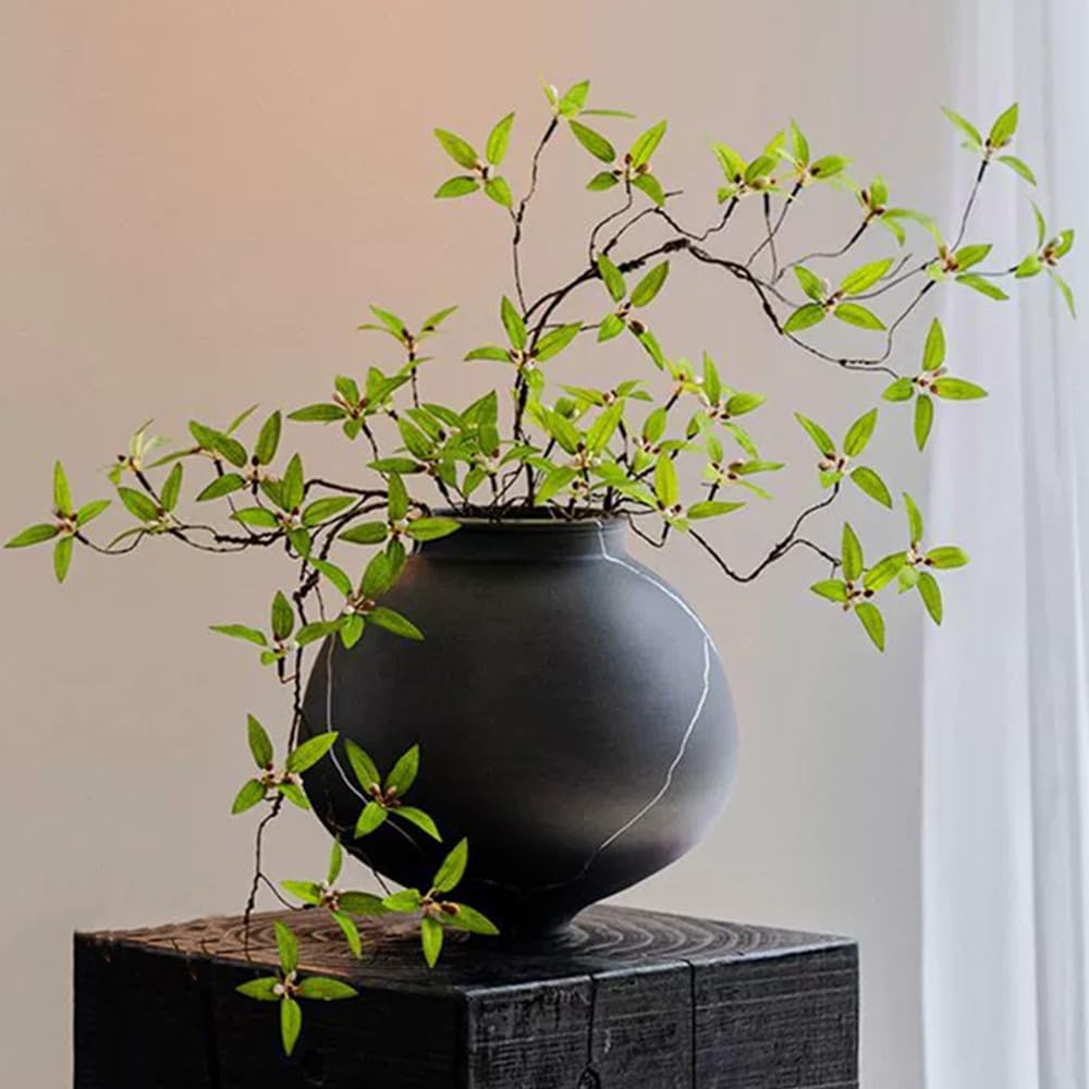 Melorca&Guilla artificial plants 43.3-inch green branches for low-maintenance vase decor.