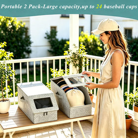 Memfish collapsible hat box with side handle for travel.