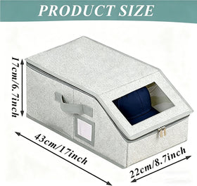 Memfish stackable hat boxes with flat tops maximize closet space.