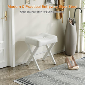 Memobarco white vanity stool ideal for bathrooms and bedrooms.