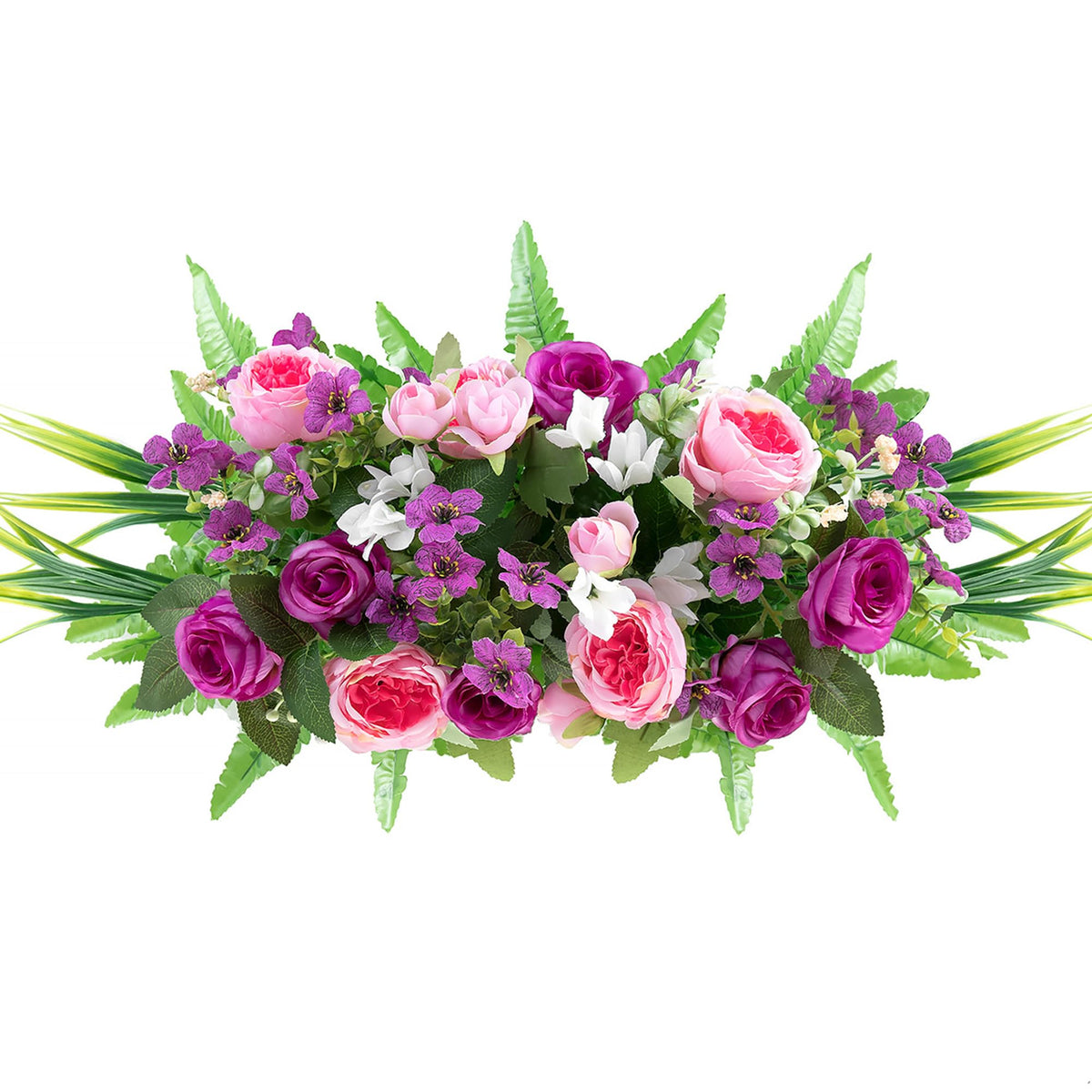 Memobloom artificial cemetery flowers with stake for durable outdoor memorial displays.