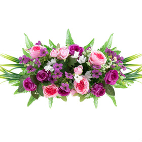 Memobloom artificial cemetery flowers with stake for durable outdoor memorial displays.