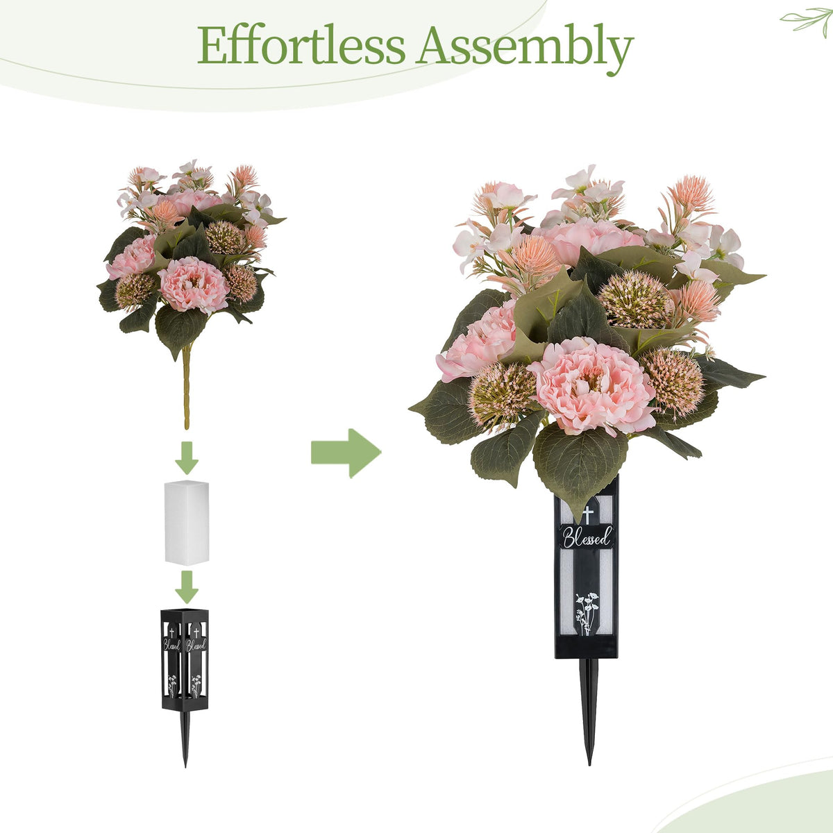 Memobloom durable, weather-resistant vase suited for outdoor gravesites.