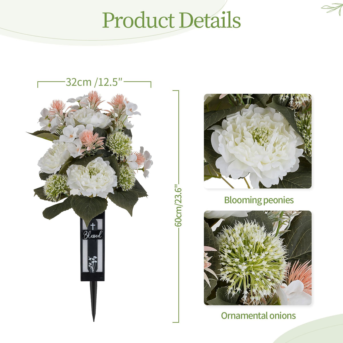Memobloom easy-assembly graveside flowers for quick display.
