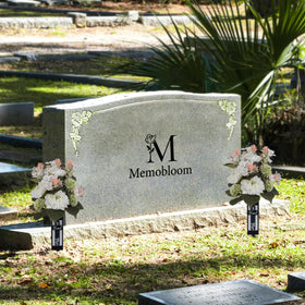 Memobloom peony and hydrangea grave display adds lifelike color to outdoor memorials.