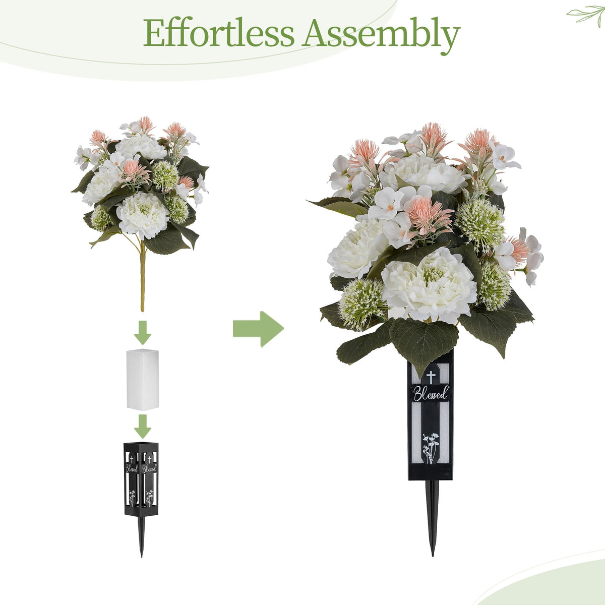 Memobloom silk memorial flowers require no watering or pruning.