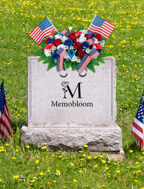 Memobloom six-star embellishments add patriotic detail to the memorial.