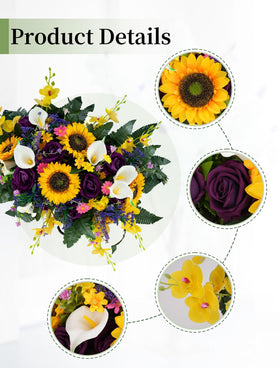 Memobloom spring memorial flowers with roses, sunflowers, and calla lilies for elegant display