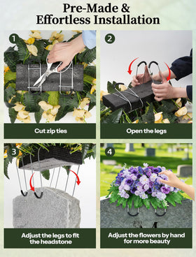 Memobloom purple-toned saddle ideal for spring and Memorial Day remembrance.