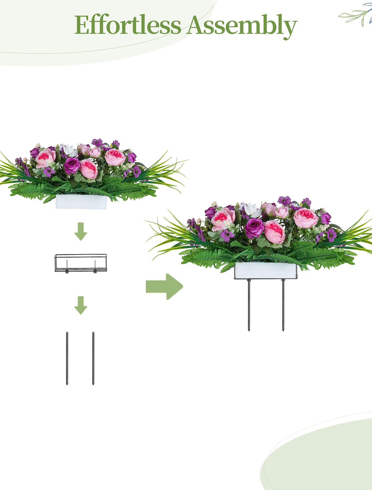 Memobloom metal stakes extend durability for outdoor burial sites.