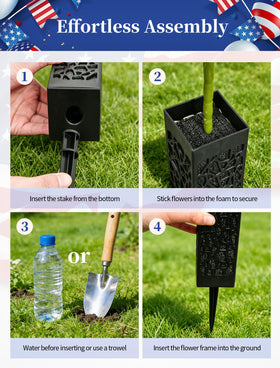 Memobloom weather-resistant foam keeps stems in place during windy conditions.