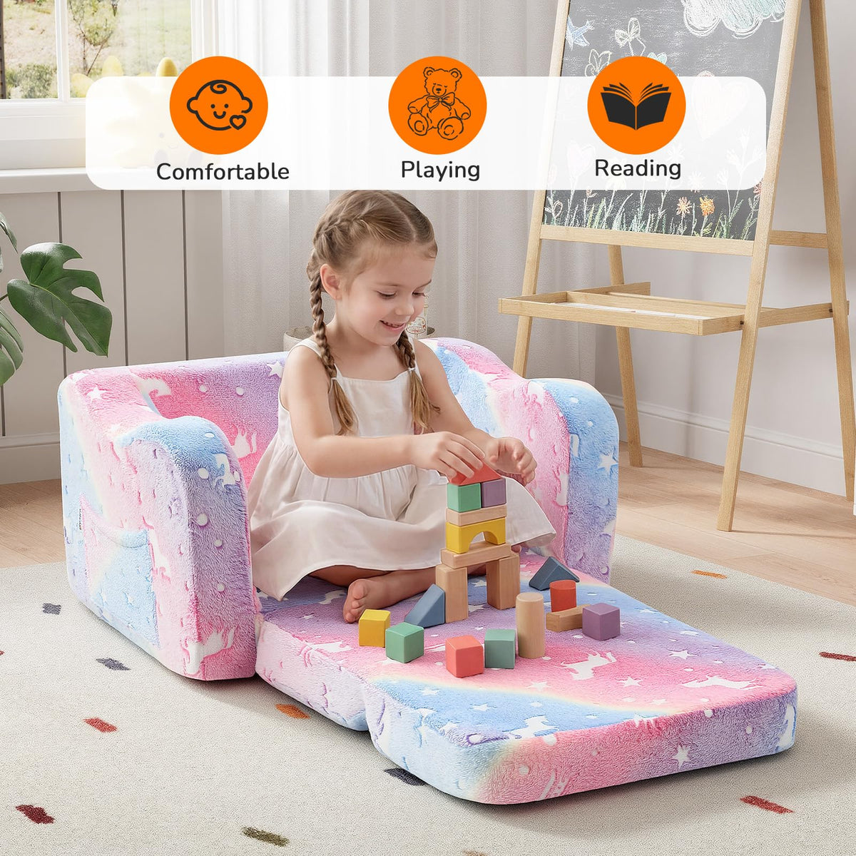 MeMoreCool Fold-out 2-in-1 chair and lounger for flexible seating