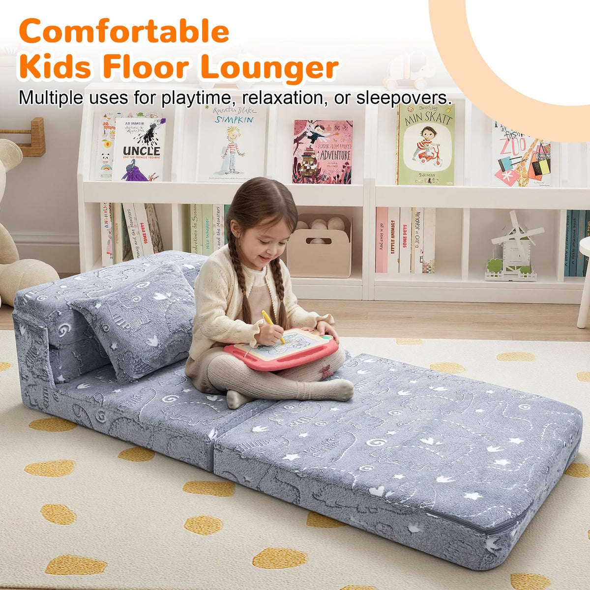 MeMoreCool glow-in-the-dark chair bed creates magical playroom moments.
