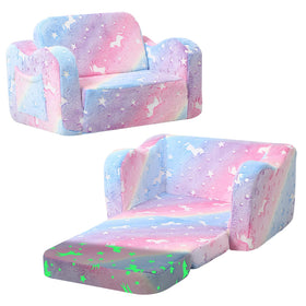 MeMoreCool Glowing Rainbow Unicorn Kids Chair glows softly for cozy playtime