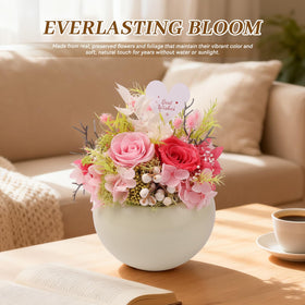 Memorvia pink preserved rose vase – desk display, maintenance-free decor year-round