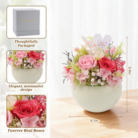 Memorvia pink preserved rose vase – gift box, ideal for birthdays and anniversaries