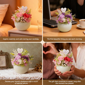 Memorvia pink preserved rose vase – petals detail, vibrant color that lasts