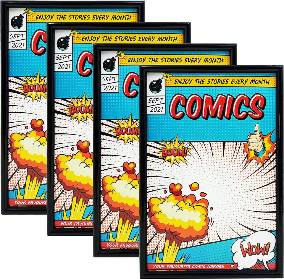 Memory Keeper comic frame set of four in black, wall or desk display ready